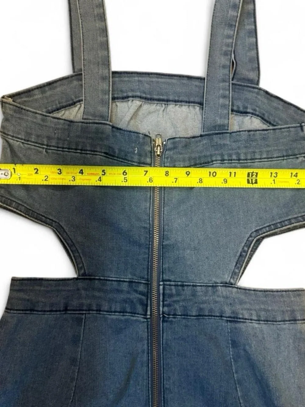 Tinseltown Blue Denim Mini Dress with side Cutouts - Picture 5 of 6